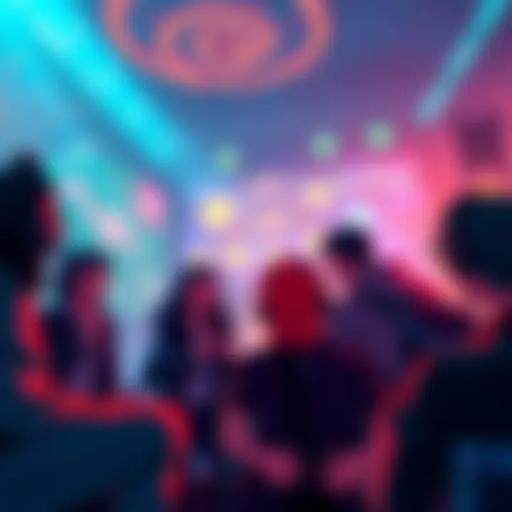 Casual Arachne Team Deathmatch Gamers enjoying a casual Arachne-themed Team Deathmatch with friends in a colorful game environment