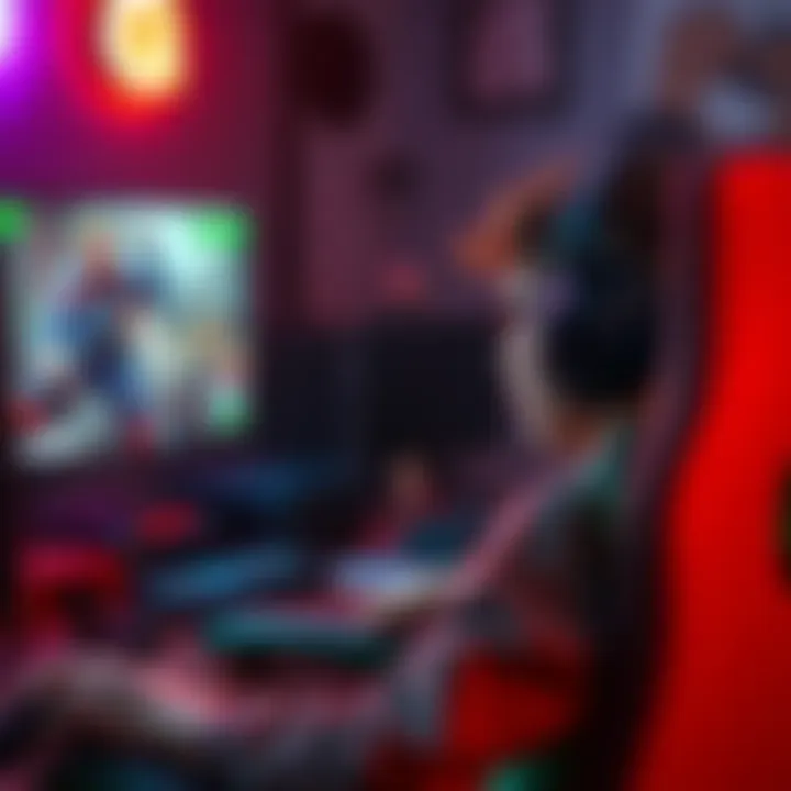 A casual gamer looks frustrated while watching a competitive match on a screen, with gaming equipment around them