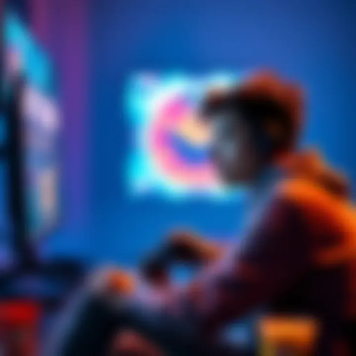 Casual Gamer Playing Marathon A casual player focused on the screen while playing Marathon, with a game controller in hand and snacks nearby.
