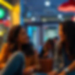 Two friends chatting casually with smiles, one saying 'Ok buddy' in a lighthearted way, showing relaxed communication.