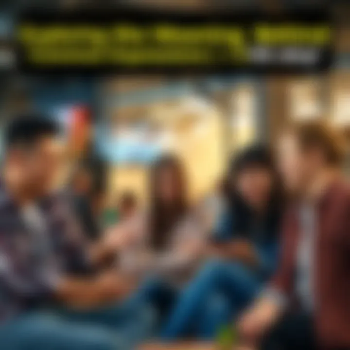 A group of friends chatting casually, expressing thoughts with gestures and smiles, highlighting everyday phrases like 'Oh okay'.