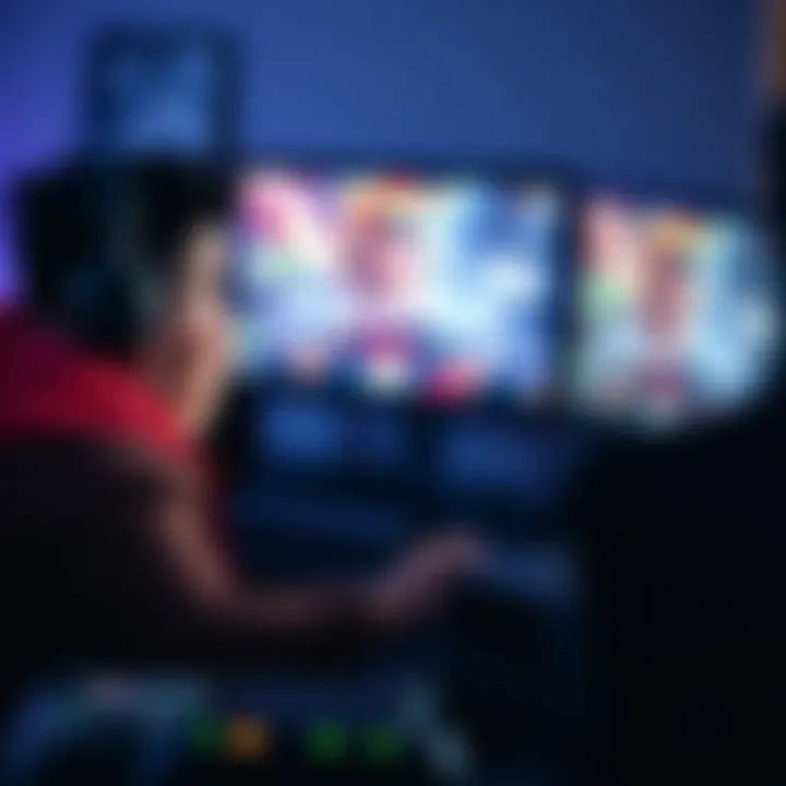 Casual Gamer Frustrated A casual gamer looking frustrated while playing a video game, showing a computer screen with low win rate stats, reflecting the struggles against skilled opponents.