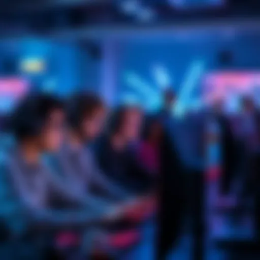 A group of casual gamers using computers to develop video games with AI support, showcasing creativity and collaboration.