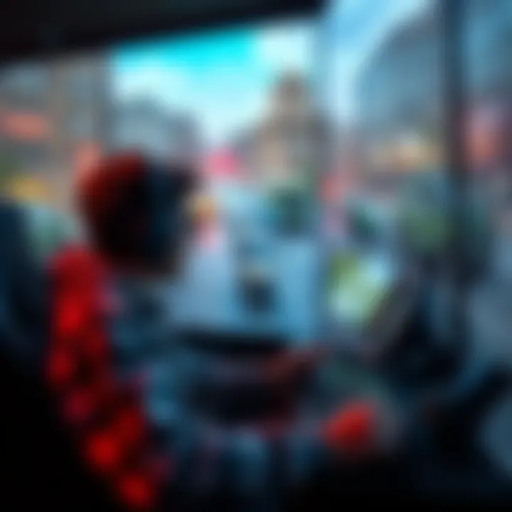 Casual Gaming Experience A player engaging with a simulation game featuring vehicles and immersive environments