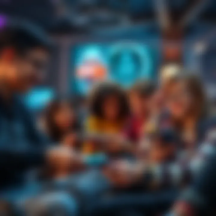 Casual gaming scene A group of friends enjoying casual PVP games on their devices, showcasing a relaxed gaming atmosphere.