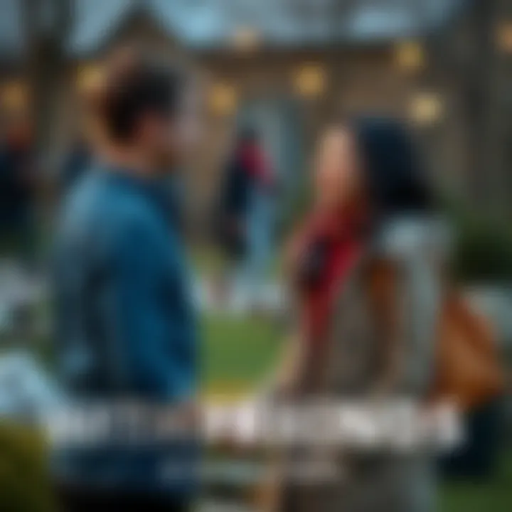 Two friends greeting each other with a smile outdoors, emphasizing connection and friendship