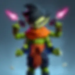 A creative fan art representation of Piccolo featuring unique arms, head, and cloak elements, showcasing a playful style.