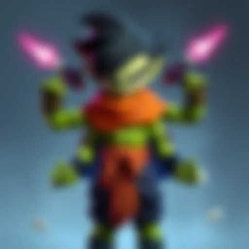 A creative fan art representation of Piccolo featuring unique arms, head, and cloak elements, showcasing a playful style.