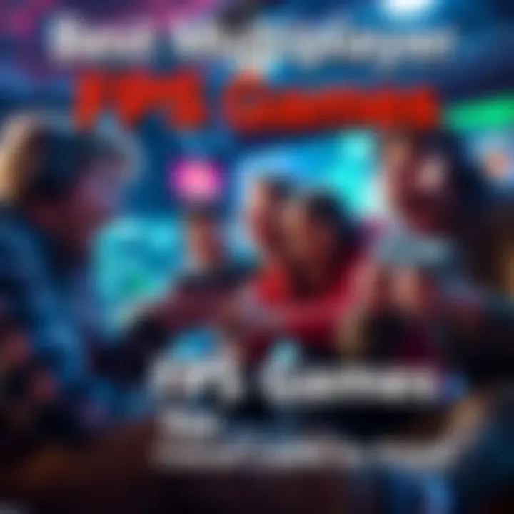 Casual Players Enjoying FPS Games A group of casual gamers playing multiplayer first-person shooter games together, showing excitement and interaction