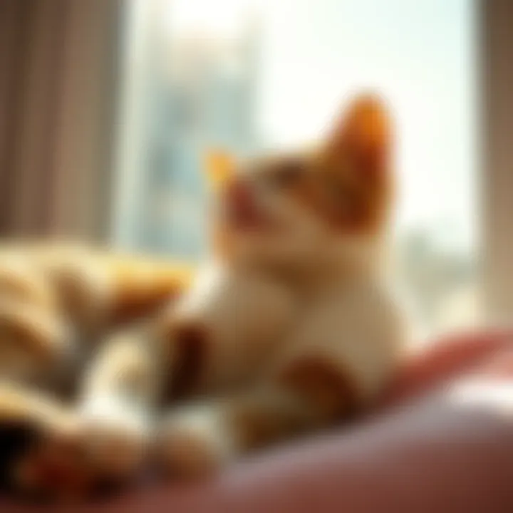 A relaxed cat enjoying the warm sun at noon