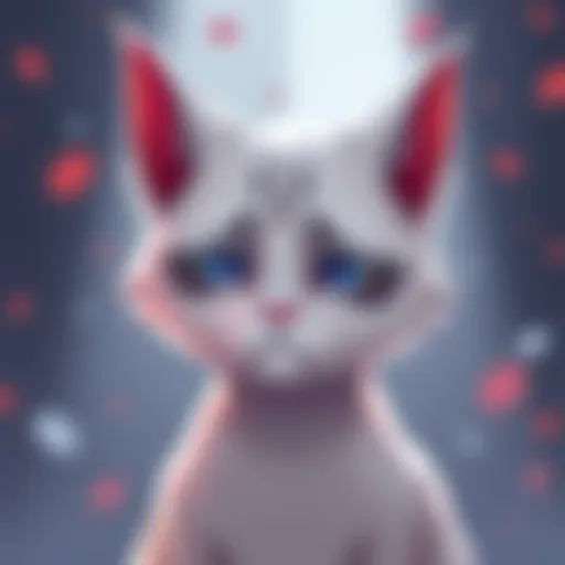 Cat character with minimal skins and emotes Illustration of the Cat character looking sad with few emotes and skins options available, compared to others like Mercy and Kiriko, highlighting content disparity.