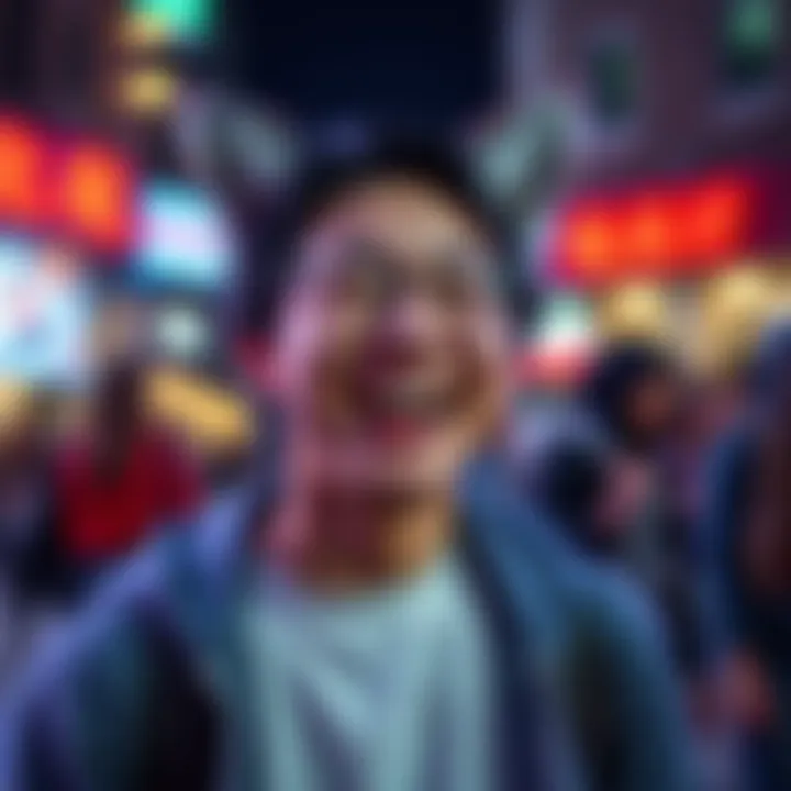 A person joyfully wearing newly acquired cat ears, smiling with excitement