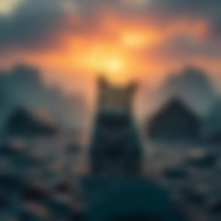 A cat sitting peacefully in a post-apocalyptic environment, creating a serene moment in the game