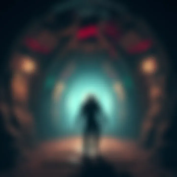 A video game character exploring a dimly-lit catacomb, facing moral choices and potential villainy.