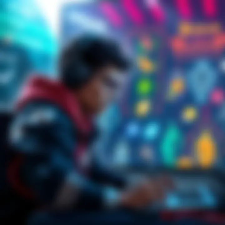 A gamer strategizing with various catalyst buffs displayed on the screen, showcasing their impact on gameplay.