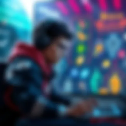 Gameplay Enhancement with Catalyst Buffs A gamer strategizing with various catalyst buffs displayed on the screen, showcasing their impact on gameplay.