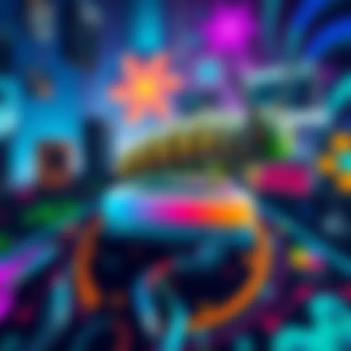 Caterpillar on Loading Screen A caterpillar crawling over a colorful loading screen with game elements in the background