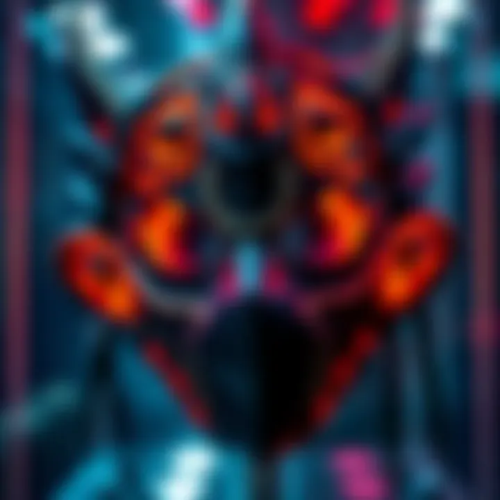 A close-up view of the Catharsis Mask, showcasing its unique design and colors, ideal for collectors and players.