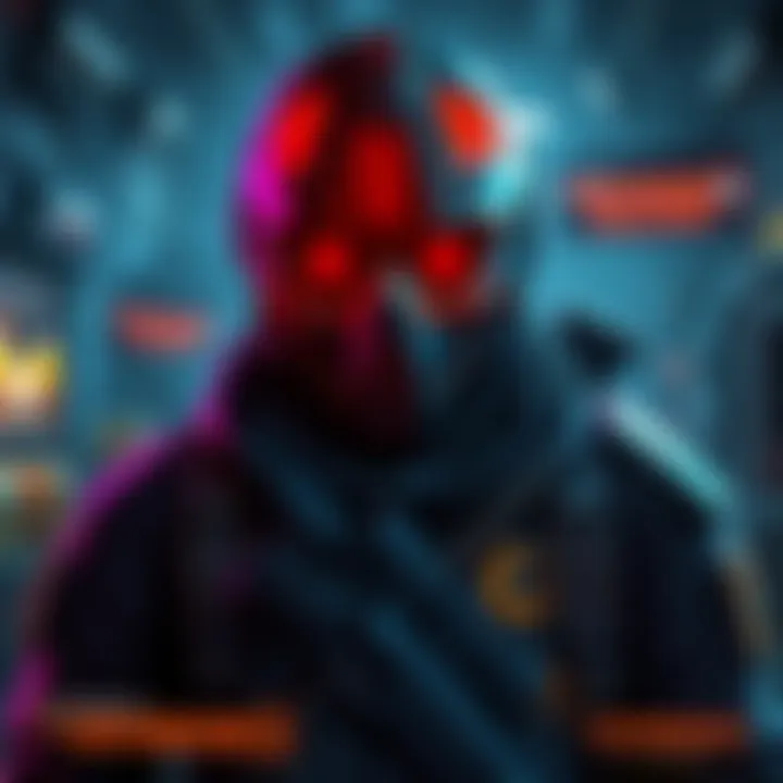 A player character wearing the Catharsis mask in a gaming environment, surrounded by loot boxes and challenges in The Division 2.