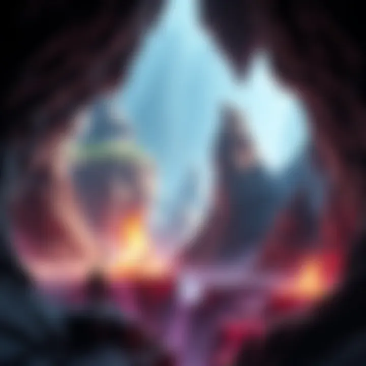 An animated 3D rendered battlemap of a cave gorge, featuring vibrant colors and detailed terrain for tabletop RPGs.