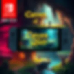 Screenshot of Caves of Qud gameplay on Nintendo Switch showing vibrant game graphics and an engaging environment