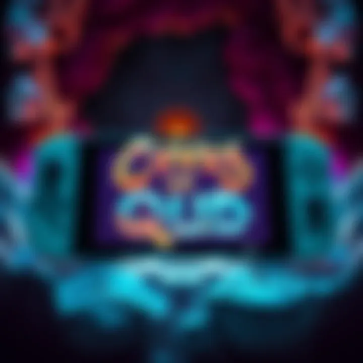 A colorful graphic featuring the Caves of Qud logo with a Nintendo Switch console in the background, signifying the upcoming launch of the game.