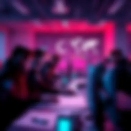 A team of game developers at CDPR working on a new game with computers and sketches around them