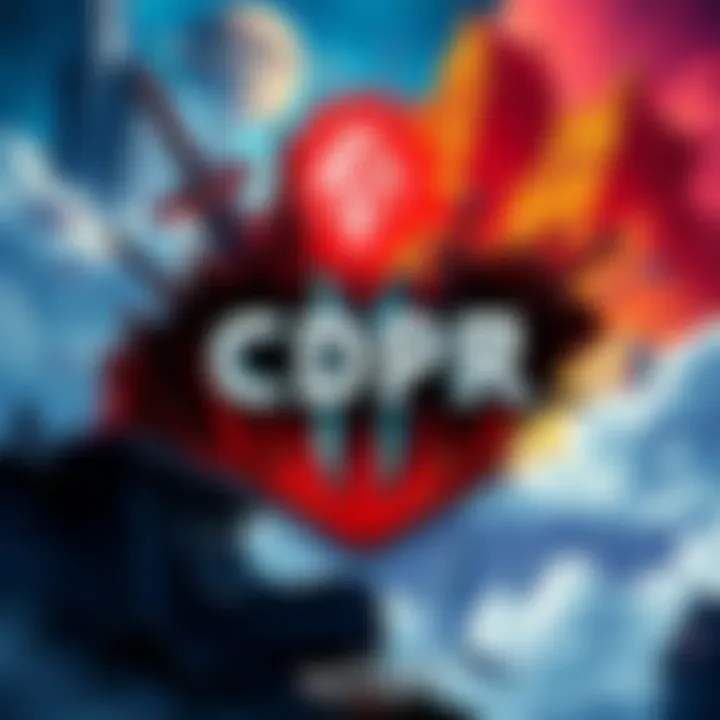 Illustration of CD Projekt Red's logo with RPG elements like swords and futuristic cityscapes