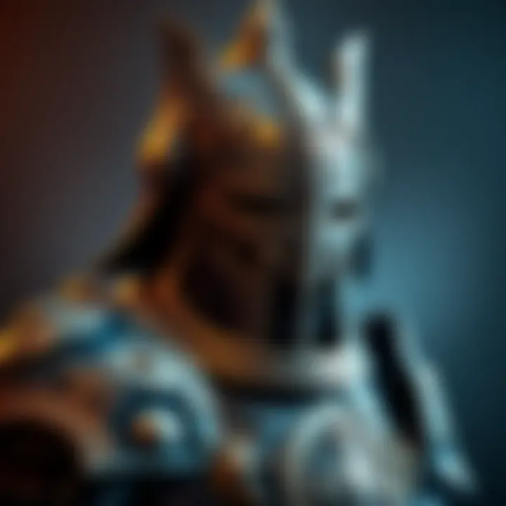 Ceadeus armor featuring Viking and Anubis influences, showcasing intricate patterns and details.