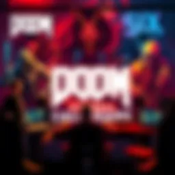 Fans celebrating the sixth anniversary of DOOM Eternal with gaming setups and posters