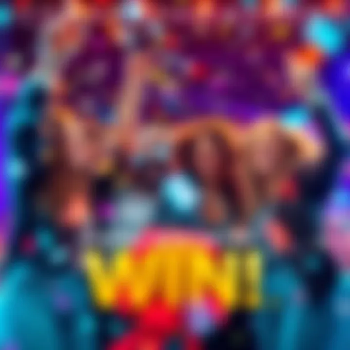 A group of happy friends celebrating together with confetti after winning a contest