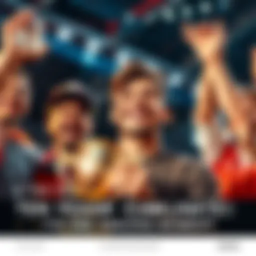 A person smiling and holding a trophy with friends cheering around them, capturing the joy of achievement.