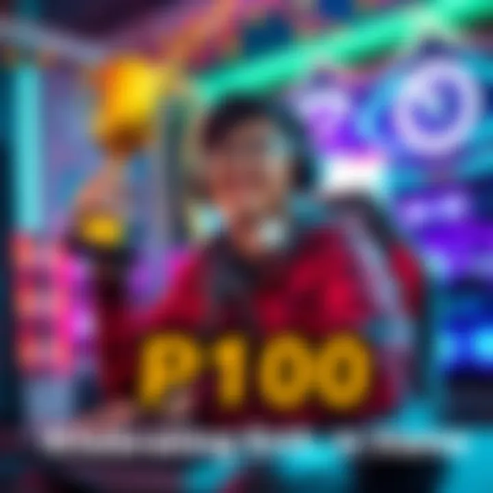 Celebrating P100 Milestone A gamer celebrating achievement with a trophy and gaming setup in the background