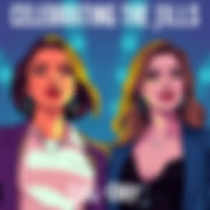 Celebrating the Jills A vibrant illustration showcasing Julia and Sasha, side by side, each displaying their unique qualities and styles that appeal to their fans.