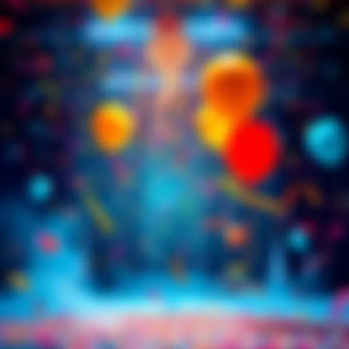 Celebration of Achievement A vibrant celebration scene symbolizing achievement and inspiration, featuring confetti and balloons.