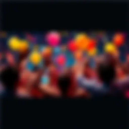 People celebrating with confetti and balloons at a joyful event