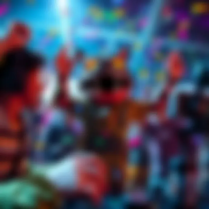 Gamers celebrating a victory over a character named Springtrap, with confetti and cheers in a gaming environment.