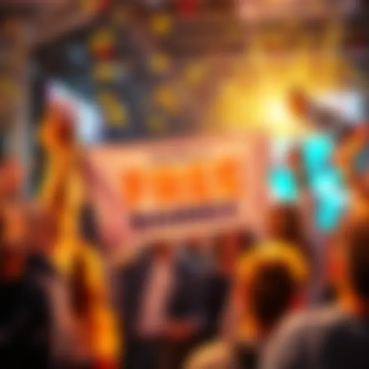 A vibrant celebration scene showing people happily holding a free banner offer while cheering and enjoying the moment.