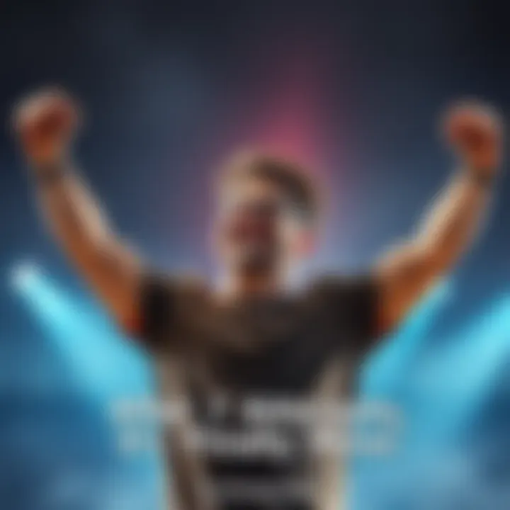 A person joyfully celebrating after achieving their goal, with hands raised in victory and a big smile.