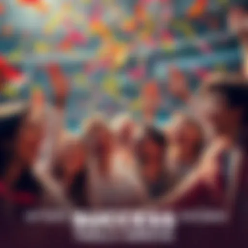 A group of happy people celebrating their achievement with smiles and confetti in the air.