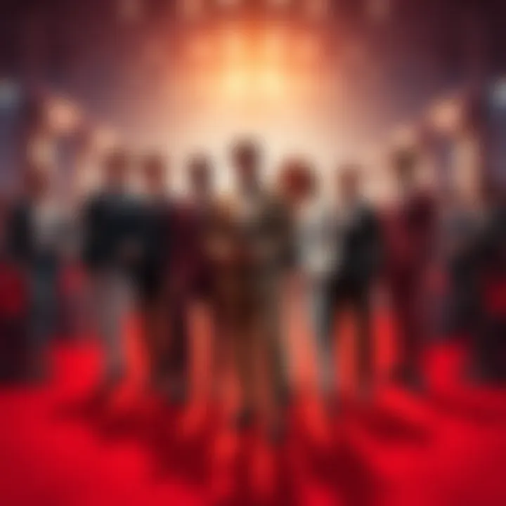 Celebrity Pack Suits Fashion A group of celebrities wearing stylish pack suits on a red carpet