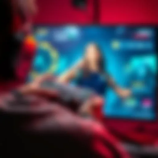 A gamer aiming at a celebrity character on screen with a controller, showcasing the choice between targets and allies in video games.