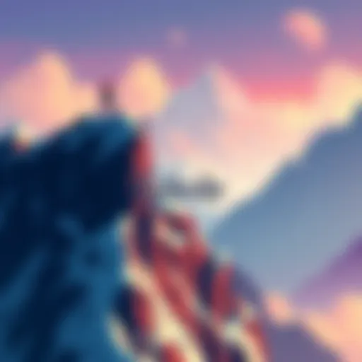 Celeste showing the main character climbing a mountain with pixel art style