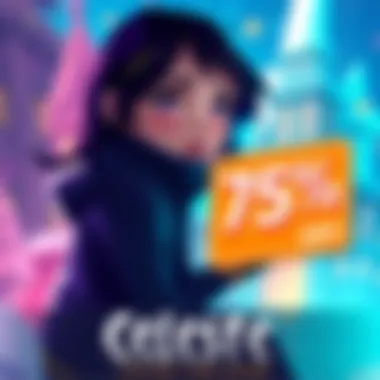 Celeste game character against a colorful background with a 75% discount tag