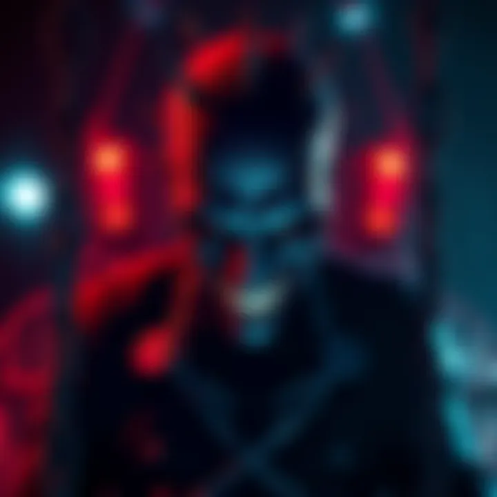 Cenobite character in a dark setting with chains and a sinister look