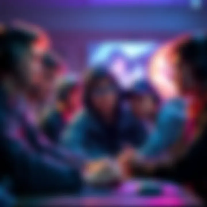 A group of gamers discussing censorship rules while looking concerned about adult content policies.