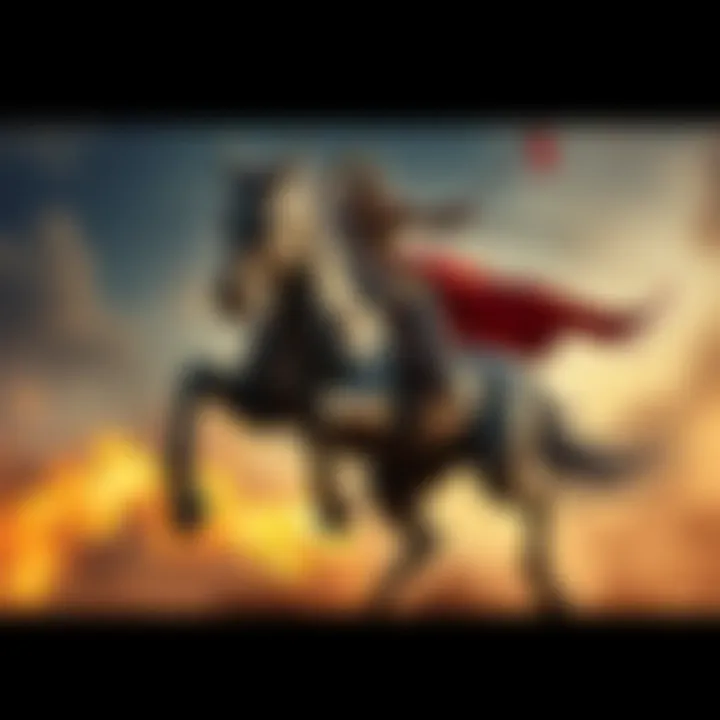 Centaur Character with Horsepower Facet A powerful Centaur character showcasing the Horsepower facet in an action-packed scene, highlighting its strength and dominance in battle.