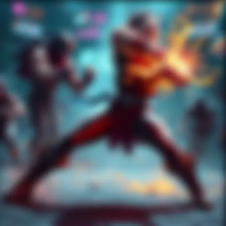 A fighter using cestuses in a battle stance, showcasing their potential power in a fighting game environment.