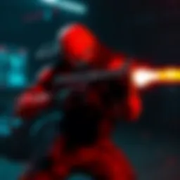 Chaingunner in Action A Chaingunner character armed with a heavy machine gun, firing in a dark gaming environment, creating an intimidating presence for players.