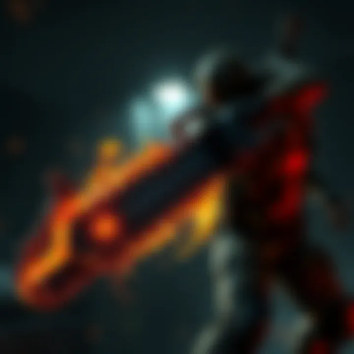 Chainsaw-Wielding B.O.W. in Action A chainsaw-wielding Bio-Organic Weapon from Resident Evil attacking a character in a dark environment